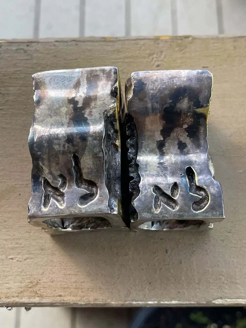 VTG pair of Avigdor Bezalel Brass Candlestick Holders Shabbat Judaica